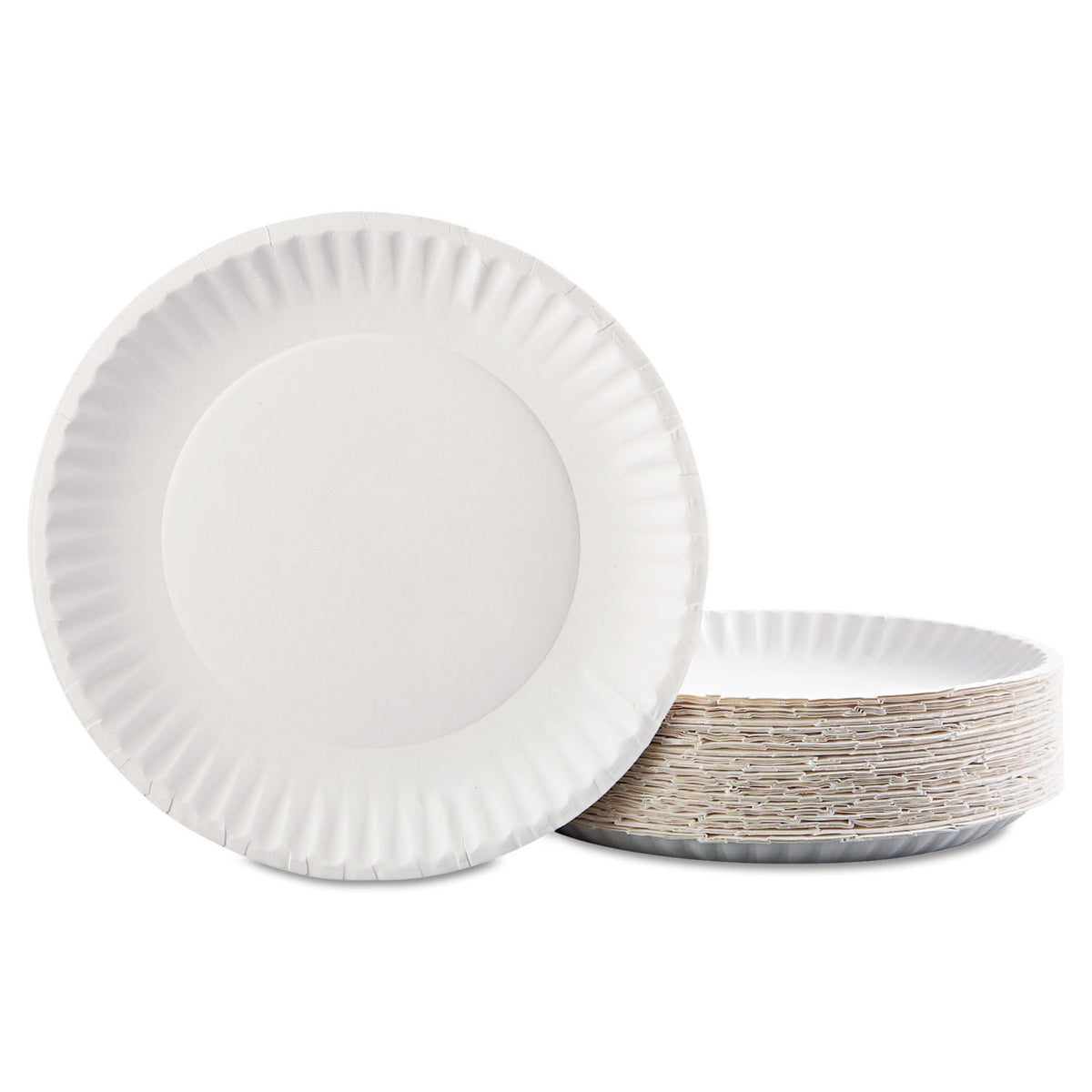 PP9GRAWHPK Paper Plates by AJM Packaging – 9", Paper, White, Pack of 10, Model AJMPP9GRAWHPK