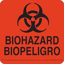 Labelmaster H-BBLRS Biohazard Label, 4" x 4" Bilingual (Pack of 500)