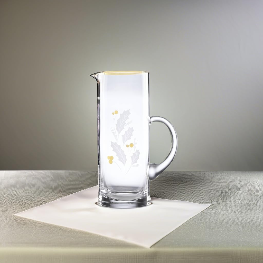 Lenox Holiday Gold Pitcher, 48 Ounces, Clear Glass