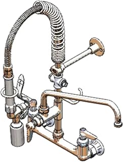 T&S Brass MPY-8WLN-12-4C Mini-PRU Wall Mount with B-0107-C, 12" Swing Nozzle, ETERNA and Lever Handles, 4-Way Cross, 8"