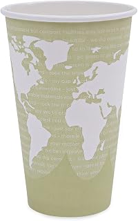 Eco-Products World Art Renewable and Compostable Hot Cups, 16 Oz, Moss, 50/Pack
