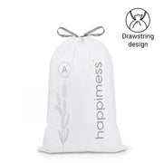 20-Count Lavender 8 Gal Drawstring Trash Bags by happimess – 60 Count (Pack of 1), 8.0 gallons, Medium Density Polyethylene, White (Lavender Scented), Model HPM3101A-WHITE