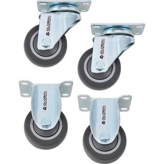 Global Industrial 3" TPR Rubber Caster Kit for 6-8BU Plastic Bulk Box Truck – 2 Swivel/2 Rigid