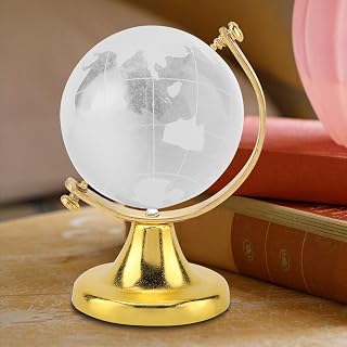 Round Earth Globe World Map Crystal Glass Balls Sphere Home Office Decor (Gold)