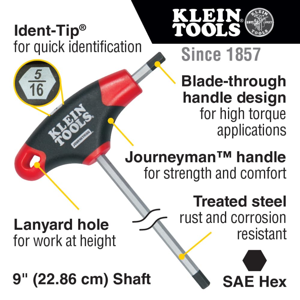 T-Handle Hex Key Set by KLEIN TOOLS – 9-Inch, Blend, Factory, Model JTH910E