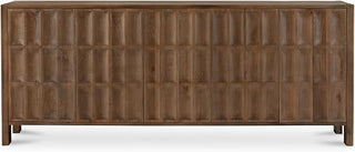 Roland Sideboard, Solid Oak, Carved Groove Front, Exposed Joinery, Stain Resistant, Brown