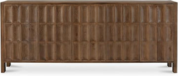 Roland Sideboard, Solid Oak, Carved Groove Front, Exposed Joinery, Stain Resistant, Brown