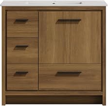 Swiss Madison Virage 36" Freestanding Bathroom Vanity in Brown Oak with Sink Top