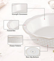 Lareina Ceramic Deep Dish Pie Pan, 53 oz, Honeycomb and Tree
