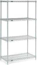 Nexel Adjustable Wire Shelving Unit, 4 Tier, Commercial Dry Storage Rack, 12" x 36" x 63", Chrome