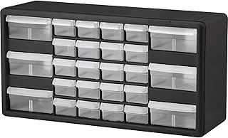 Akro-Mils 26-Drawer Plastic Storage Cabinet, 20"W x 6"D x 10"H, Black