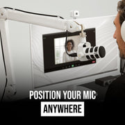 RODE PodMic Dynamic Podcasting Microphone (White) with RODE PSA1+ Professional Studio Arm (White) and XLR Cable by StreamEye – Metal, Model Pod Mic, GFW-0250
