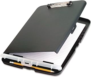 Officemate Low Profile Storage Clipboard, 0.5" Clip Capacity, Holds 8.5 x 11 Sheets, Charcoal