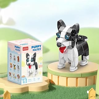 Puppy Mate Border Collie DIY Figurine -2.7 * 4.3'' 118PCS Miniature Intelligent Pet Desktop Sculpture - Dynamic Herding Dog Tabletop Holiday Display Ornament