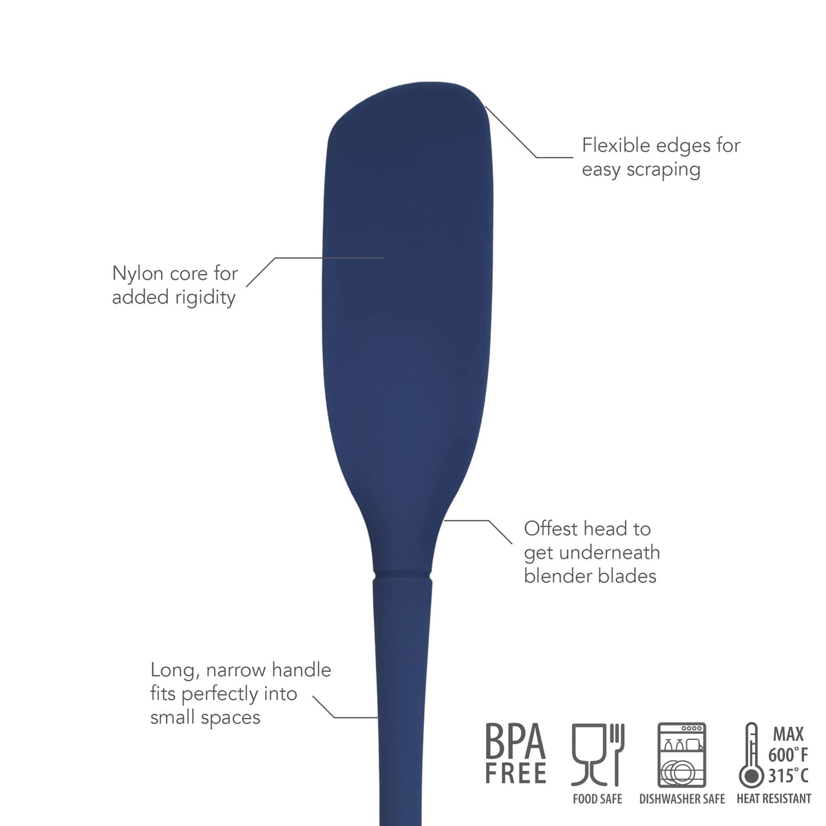 Spatula Blender Flex Core Indigo by Tovolo – 1 Count, Silicone, Deep Indigo, Model 0010591062646