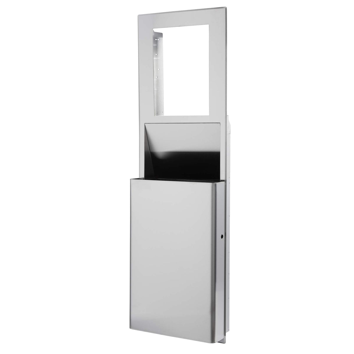 Recessed Trash Receptacle for 16" Cavities by GP PRO (Georgia-Pacific) – 17.2" L x 7.75" W x 56" H, 12.0 gallons, Stainless Steel, Model 59491