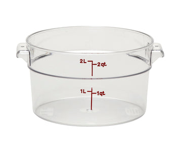 RFSCW2135 Camwear 2-Quart Round Food Storage Container by Cambro – 2 Quart, 1.9 liters, Polycarbonate (PC), Clear, Pack of 12