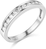 14k White Gold SOLID Channel Set Wedding Band - Size 8.5