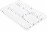 Lorell Drawer Tray Organizer, 9-Compartments, 9.38" x 14" x 1.25", Plastic, Clear