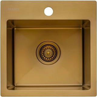 Ruvati 15 inch Polished Brass Matte Gold Stainless Steel Drop-in Topmount Bar Prep Sink Single Bowl - RVH8115GG