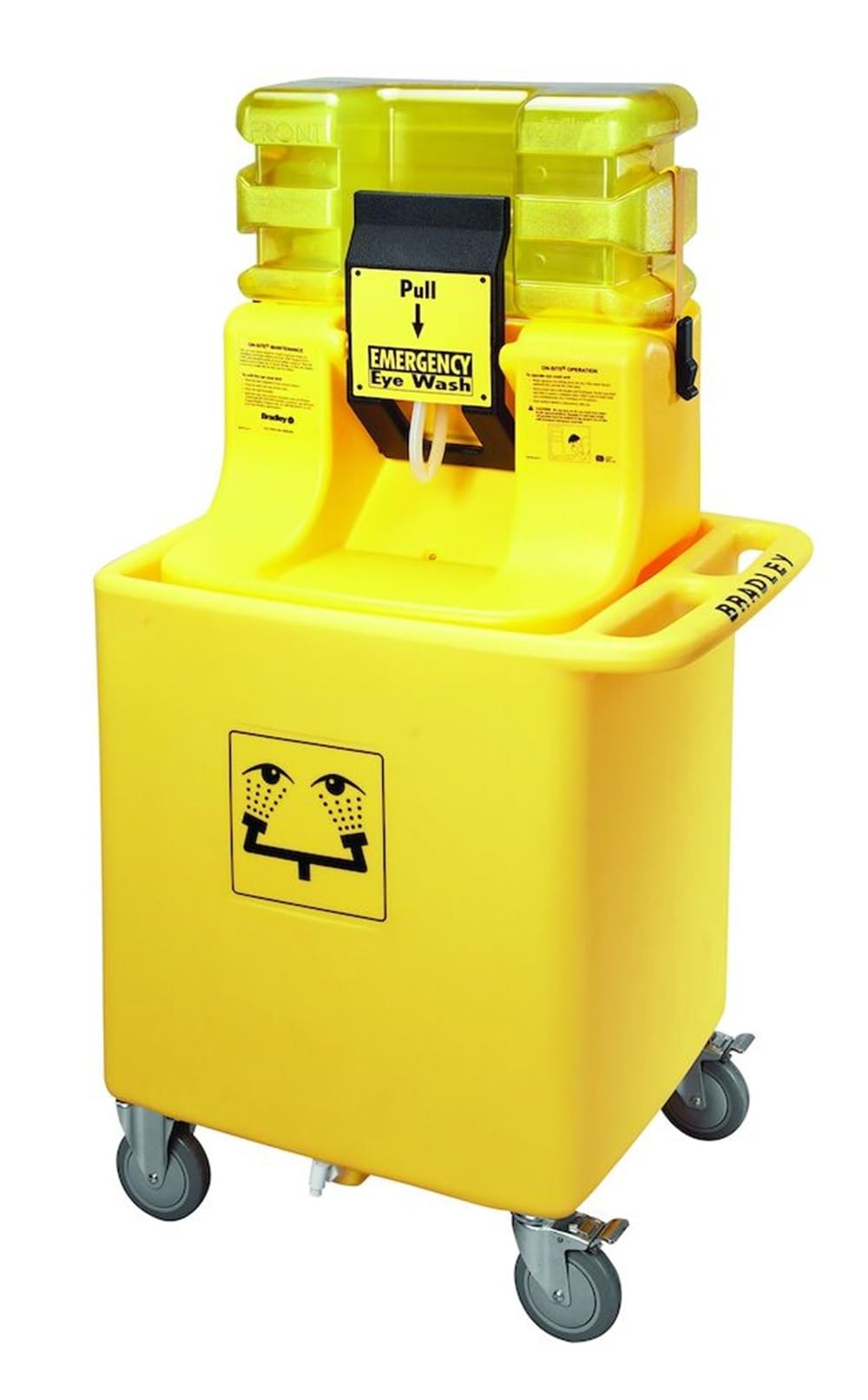 On-Site Portable Gravity-Fed Eyewash by Bradley – Height 24-3/8" Width 22" Depth19", plastic, Yellow, Model S19-921