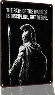 Warrior Spartan Discipline Quote Aluminum Wall Sign, 8 x 12 Inch