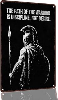 Warrior Spartan Discipline Quote Aluminum Wall Sign, 8 x 12 Inch
