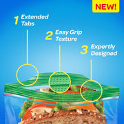 Sandwich Bags by Ziploc – 40 Count (Pack of 1), Plastic, Green, Pack of 40, Model 1139