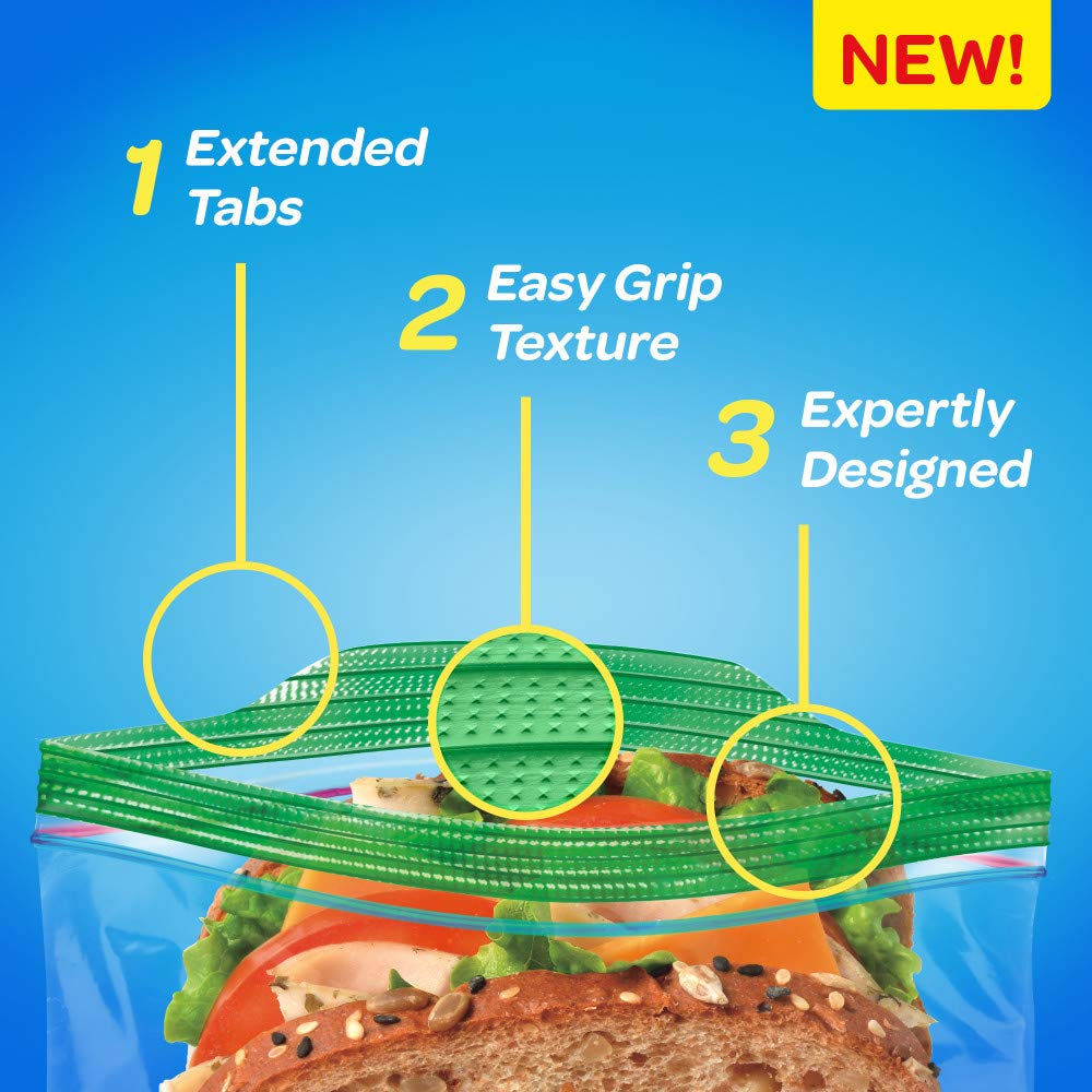 Sandwich Bags by Ziploc – 40 Count (Pack of 1), Plastic, Green, Pack of 40, Model 1139