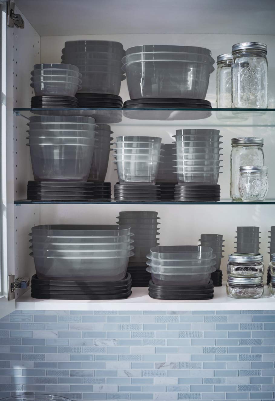 EasyFindLids Food Storage Containers with SilverShield Antimicrobial Protection by Rubbermaid – Assorted Sizes (42-Piece), 4.85 liters, Plastic, Gray, Model 2135721