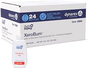 Dynarex XeroBurn Burn Gel with 2% Lidocaine - First Aid Essential for Minor Burns, Sunburns, and Insect Bites - 4 fl. oz. Bottles - 24 per Case