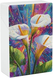 Calla Lilies Flower Splash Mens Cigarette Case for Women Plastic Cigarettes Holder Box Smoking Accessories
