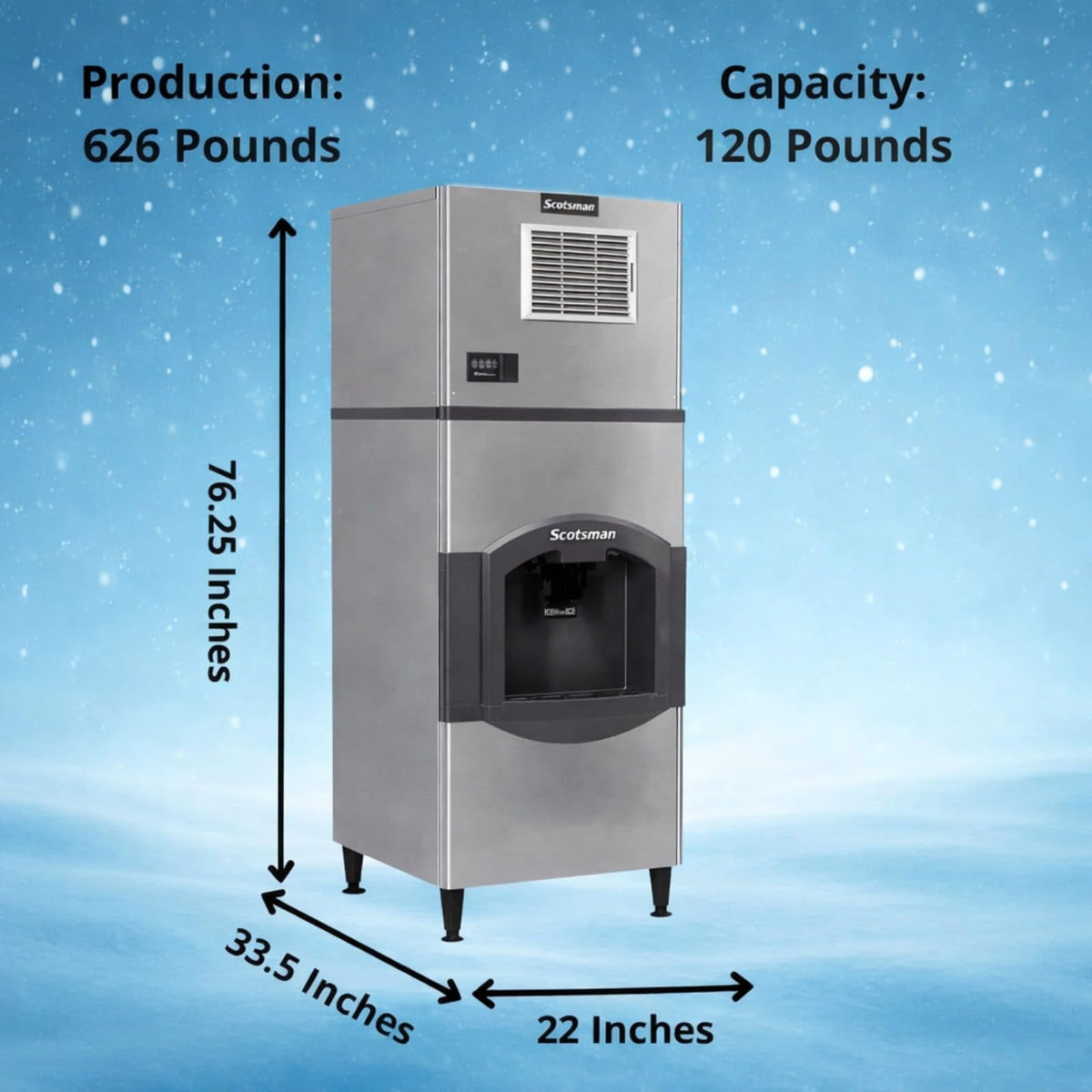 Scotsman 362 lb / Day - 120 lb Ice Bin - Medium Cube / 120.0 pounds / 1 Ice Makers