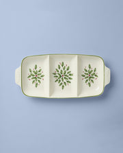 Holiday Carved Divided Dish by Lenox – 1 Count, 24 fluid_ounces, Porcelain, Multicolor, Model 899166