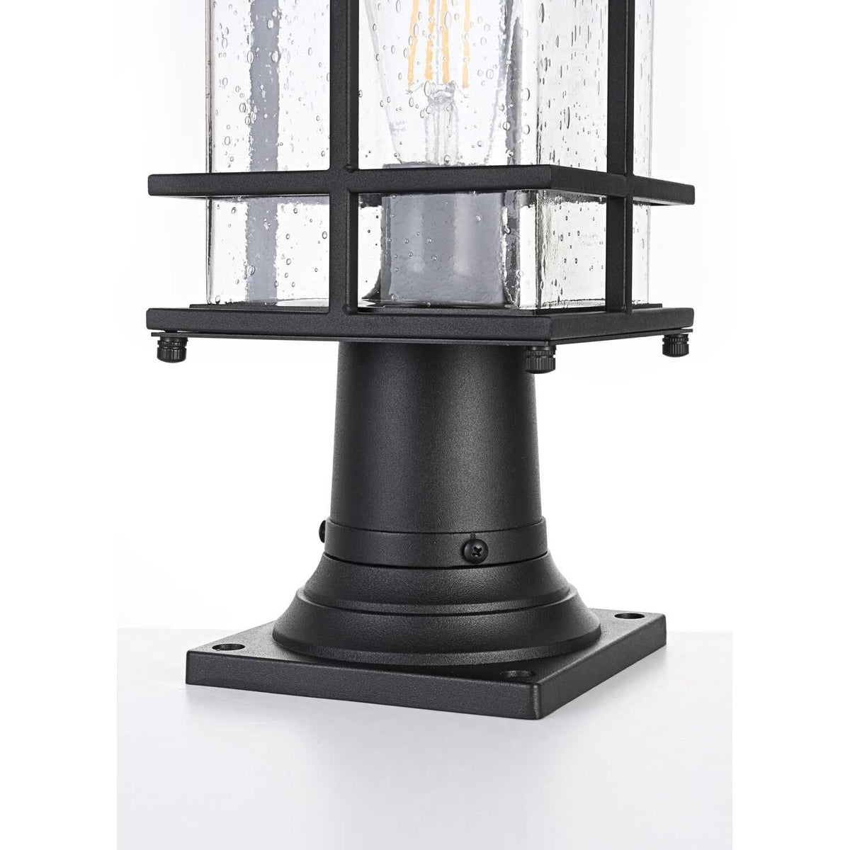 Miller One Light Outdoor Post Mount Black by Lighting Design – Iron, Black, Model OD312P16BK