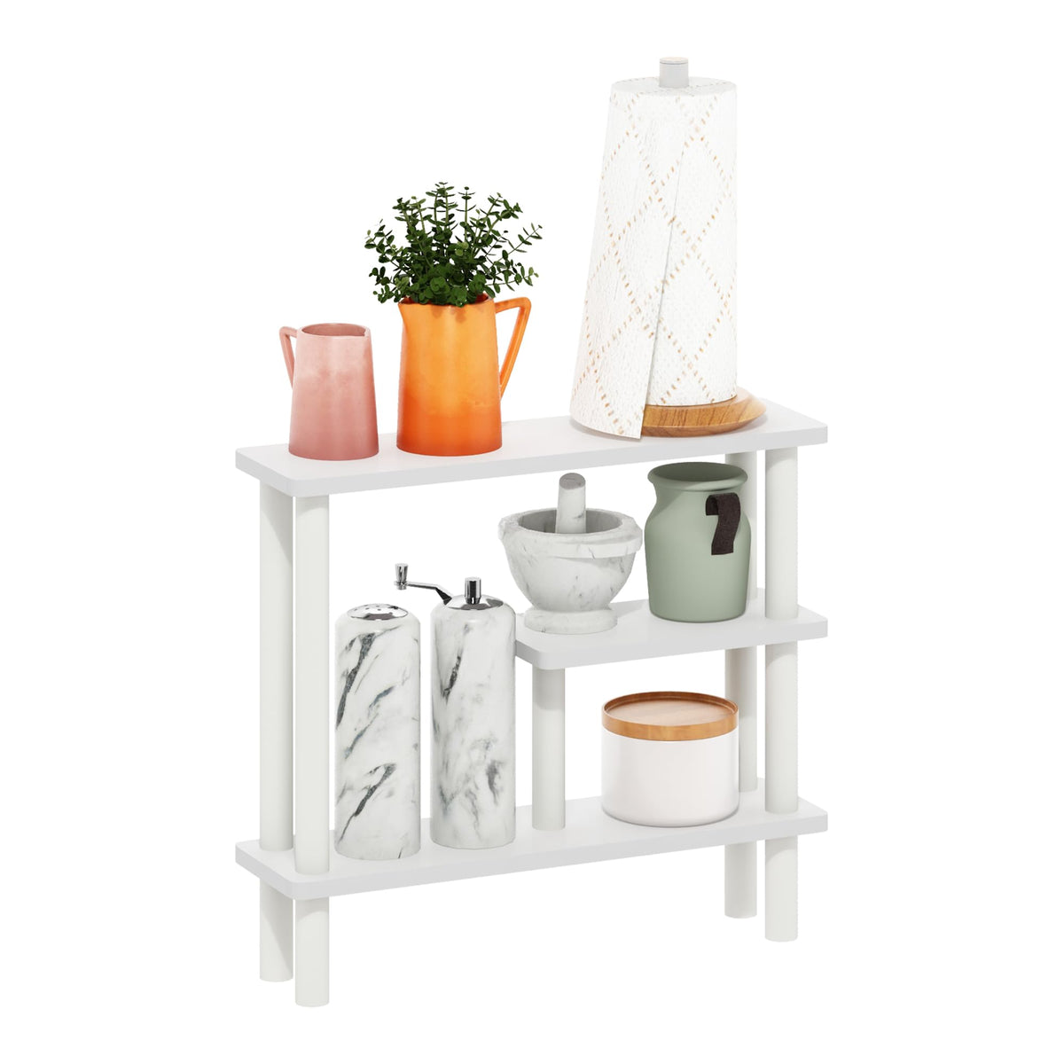 Furinno White/White / 5.71" x 20.87" x 18.35" / Contemporary Bathroom Shelves