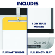 Easel, Magnetic Whiteboard, 4' x 3', Reversible, Mobile, Flipchart Holder, Prestige 2, Black Frame () by Quartet – 48"W x 36"H, Glass, Black, Model ECM43P2
