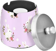 Rabbit Flower Dots Splash Ashtray with Lid, Outdoor Ashtrays for Patio