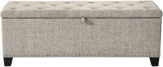 Starlight Canyon Home Light Brown Rectangular Upholstered Ottoman Bench – Tufted Lift-Top Ottoman with Hidden Storage, 48 Inch Wide Bench for Bedroom