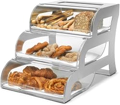 Rosseto BK010 3-Tier Acrylic Stainless Steel Bakery Display Stand, Clear