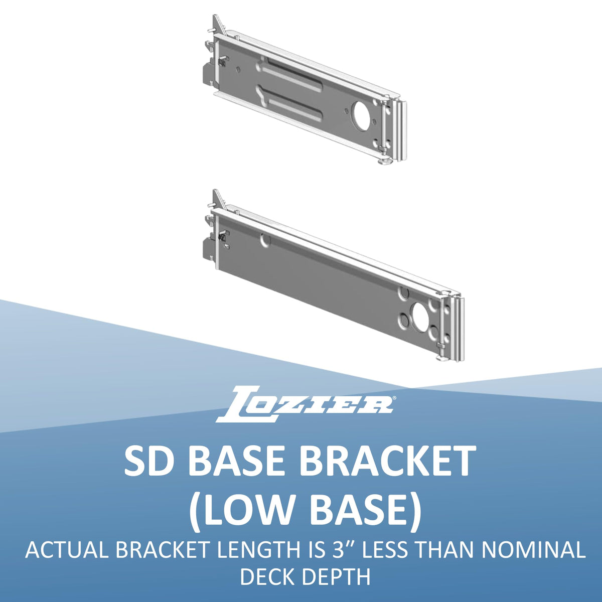 Standard Duty Base Bracket for 28" Deck (Low Base) PTD Painted Random by Lozier – 28 " D, Alloy Steel, Painted Random, Model BB28LBS.PTD