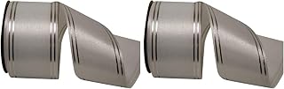 Reliant Ribbon Quad Stripe Ribbon, 2-1/2 Inch X 50 Yards, White/Silver (Pack of 2)