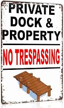 Private Dock & Property Metal Sign 8x12 Inch for Lakeside Cabin Wall Decor