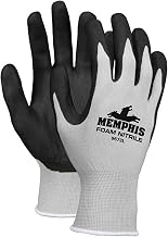 Memphis 9673L Foam Nitrile Gloves, Large, 13 Gauge, Gray/Black, Dozen, Lot of 12