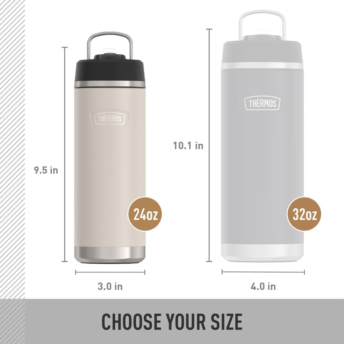 ICON SERIES by THERMOS – 24 Ounces, 24.0 fluid_ounces, Stainless Steel, Sandstone, Model IS2212SN4