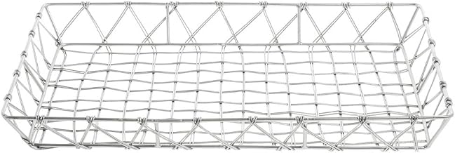 HUBERT Pastry Basket Rectangular Tapered Silver Metal - 18"L x 11 3/4"W x 2"H