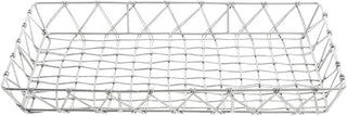 HUBERT Pastry Basket Rectangular Tapered Silver Metal - 18"L x 11 3/4"W x 2"H