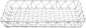 HUBERT Pastry Basket Rectangular Tapered Silver Metal - 18"L x 11 3/4"W x 2"H