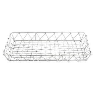 Pastry Basket Rectangular Tapered Silver Metal - 18"L x 11 3/4"W x 2"H by HUBERT – Alloy Steel, Silver, Model 41512