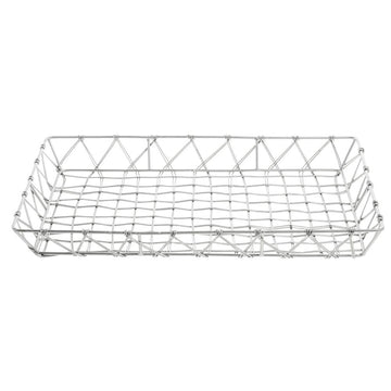 Pastry Basket Rectangular Tapered Silver Metal - 18"L x 11 3/4"W x 2"H by HUBERT – Alloy Steel, Silver, Model 41512